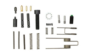 Aero Precision M5 Field Repair Kit for AR-10/.308 showing assorted pins, springs and small parts