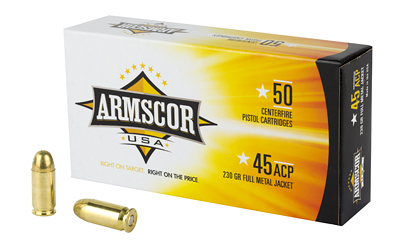 Box of Armscor USA 45 ACP 230gr FMJ 50 rounds