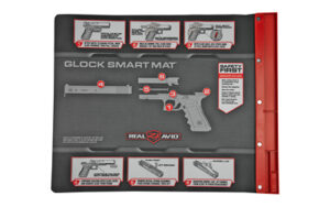 Real Avid Smart Mat for Glock neoprene cleaning mat with magnetic parts tray and illustrated diagram