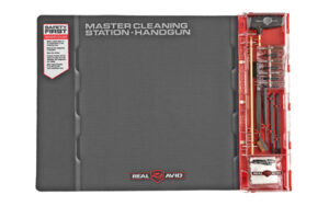 Real Avid Master Cleaning Station handgun kit with neoprene mat and organized cleaning tools