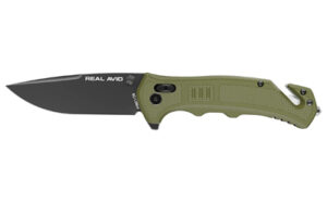 Real Avid RAV-4 3.25 inch folding knife with OD green textured handle