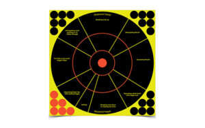 Birchwood Casey Shoot-N-C 12-inch Handgun Trainer targets 5-pack, black/yellow/red, self-adhesive