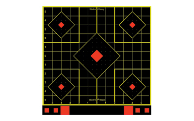 Birchwood Casey Shoot-N-C 12-inch sight-in target sheet with chartreuse impact rings, 12 pack