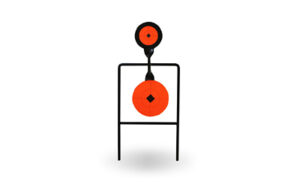 Birchwood Casey Super Double Mag Spinner Target with 4.5" and 6" paddles, black and orange steel