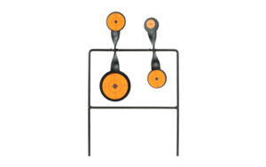 Birchwood Casey Duplex Spinner Target AR500 steel for .22 rimfire, black and orange bullseye