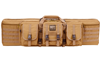 Bulldog Deluxe 36-inch double tactical rifle case tan with three large pockets, 600D polyester