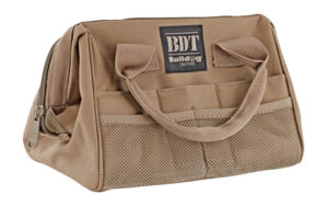 Bulldog Cases BDT Tactical Ammo & Accessory Bag tan front view with pockets and shoulder sling