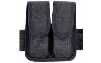 BLACKHAWK molded Cordura double mag pouch in black holding two double-stack magazines