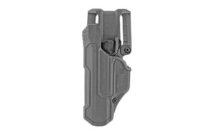 BLACKHAWK T-Series L2D duty holster left-hand black polymer with jacket-slot belt loop
