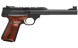 Browning Buck Mark Hunter .22 LR pistol with 7.25in tapered bull barrel and cocobolo grips, matte black finish