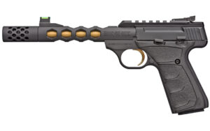 Browning Buck Mark Plus Vision .22 LR pistol black anodized with gold inner barrel and threaded barrel