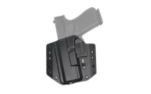 Bravo Concealment BCA OWB polymer holster in black for Glock 19 left hand