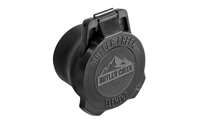 Butler Creek Element 56mm objective scope cap in black with flip-out printable dope disk