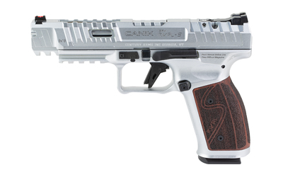 Canik SFX Rival-S 9mm 5-inch chrome pistol with rosewood grips right side
