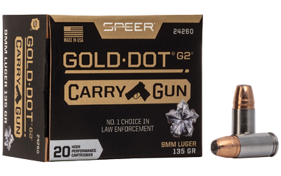 Speer Gold Dot Carry Gun 9mm 135gr hollow point ammunition 20 count box