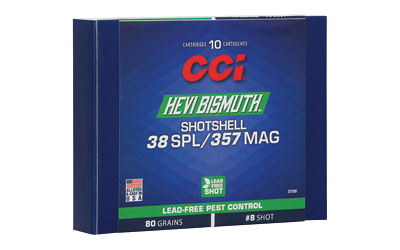 CCI HEVI-Bismuth 38 Spl/357 Mag 80gr shot 8 bismuth shotshell box 10 rounds