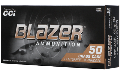 CCI Blazer Brass 9mm Luger 100 gr FMJ ammunition 50 round box