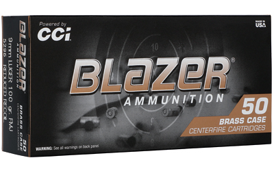 CCI Blazer Brass 9mm Luger 100 gr FMJ ammunition 50 round box