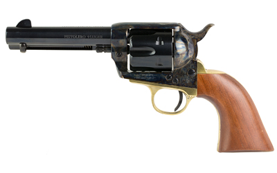 Cimarron Pistolero 9mm revolver, 4.75 in blued barrel, color case hardened frame, walnut grips
