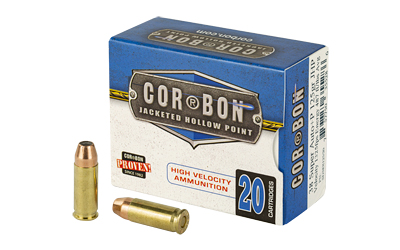 Cor-Bon .38 Super Auto 125gr JHP ammunition box, 20 per box