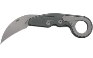 CRKT Provoke Compact folding hawkbill knife with 2.26 inch D2 steel blade and stonewashed gray handle