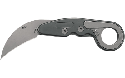 CRKT Provoke Compact folding hawkbill knife with 2.26 inch D2 steel blade and stonewashed gray handle