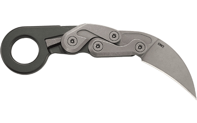 CRKT Provoke Compact folding hawkbill knife with 2.26 inch D2 steel blade and stonewashed gray handle