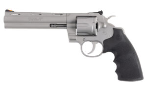 Colt Python 6-inch bead-blast stainless revolver with black Hogue rubber grips