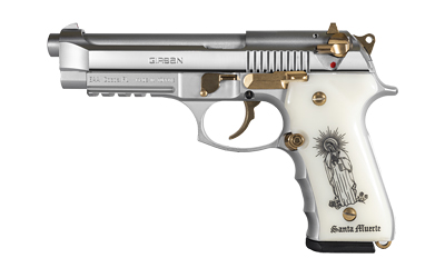 Girsan Regard MC Liberador 9mm 4.9in stainless/chrome pistol with Santa Muerte engraved grips