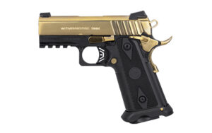 Girsan Witness 2311 Spoiled Brat 9mm pistol with gold slide and black frame, 3.4-inch barrel
