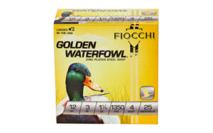 Fiocchi Golden Waterfowl 12ga 3 inch 1-1-4 oz #4 steel shot 25 round box