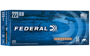 Box of Federal Power-Shok .223 Rem 55 gr Jacketed Soft Point 20 rounds