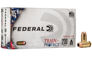 Federal Train+Protect .45 ACP 230 gr VHP ammunition box, 50 rounds