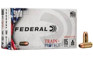 Federal Train+Protect 9mm 115 gr VHP ammunition box, 50 rounds