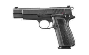 FN High Power 9mm pistol with 4.7 inch barrel, black PVD finish, polymer grips and two magazines