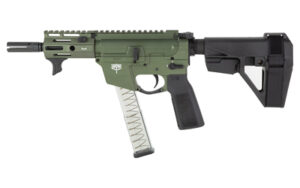 Freedom Ordnance FX9 Elite 9mm pistol in OD green with SBA5 brace