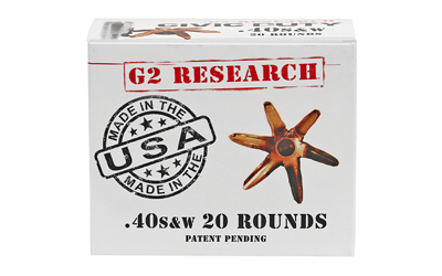G2 Research Civic Duty .40 S&W 122 gr 20rd box copper expansion handgun ammunition