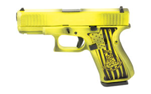GLOCK 19 Gen5 9mm pistol with Gadsden Flag Skydas Cerakote finish, right-side view