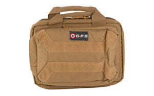 G-Outdoors GPS 15-inch pistol case in Flat Dark Earth with zipper and patch panel