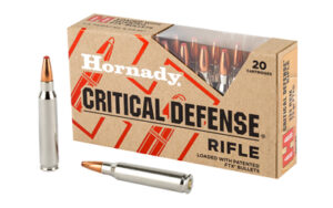 Hornady Critical Defense .223 Rem 20rd box, FTX polymer-tipped defensive rifle ammunition