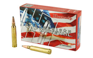 Box of Hornady American Whitetail .300 Win Mag 180 gr InterLock ammunition, 20 rounds
