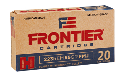 Hornady Frontier .223 Rem 55 gr FMJ 20 rd box, brass-case rifle ammunition