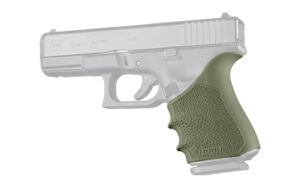 Hogue HandALL beavertail grip sleeve, olive drab green, cobblestone texture for Glock pistols