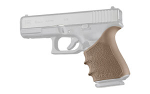 Hogue HandAll Beavertail Grip Sleeve for Glock 19/23/32/38 in Flat Dark Earth, cobblestone rubber texture