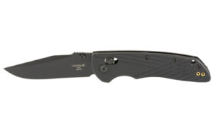 Hogue Deka 3.25-inch folding knife, black crosshatch handle, clip point blade