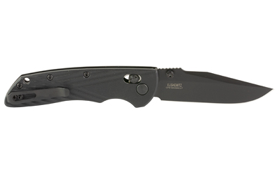 Hogue Deka 3.25-inch folding knife, black crosshatch handle, clip point blade