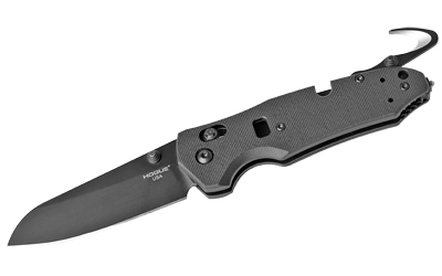Hogue TRAUMA 3.4" folding knife, black Cerakote finish, Bohler N680
