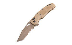 Hogue K320 M17 3.5 inch Able Tanto folding knife tan handle PVD blade