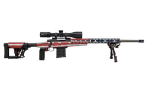 Howa M1500 APC .308 24-inch American Flag chassis rifle with scope and bipod