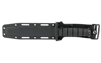 KA-BAR 7-inch partially serrated clip point fighting/utility knife with black Kraton handle